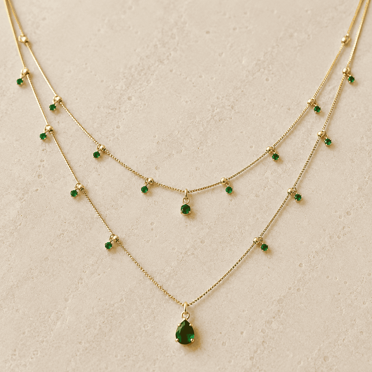 Ma Vie 18k Gold Filled Layered Necklace Details In Cubic Zirconia Stones