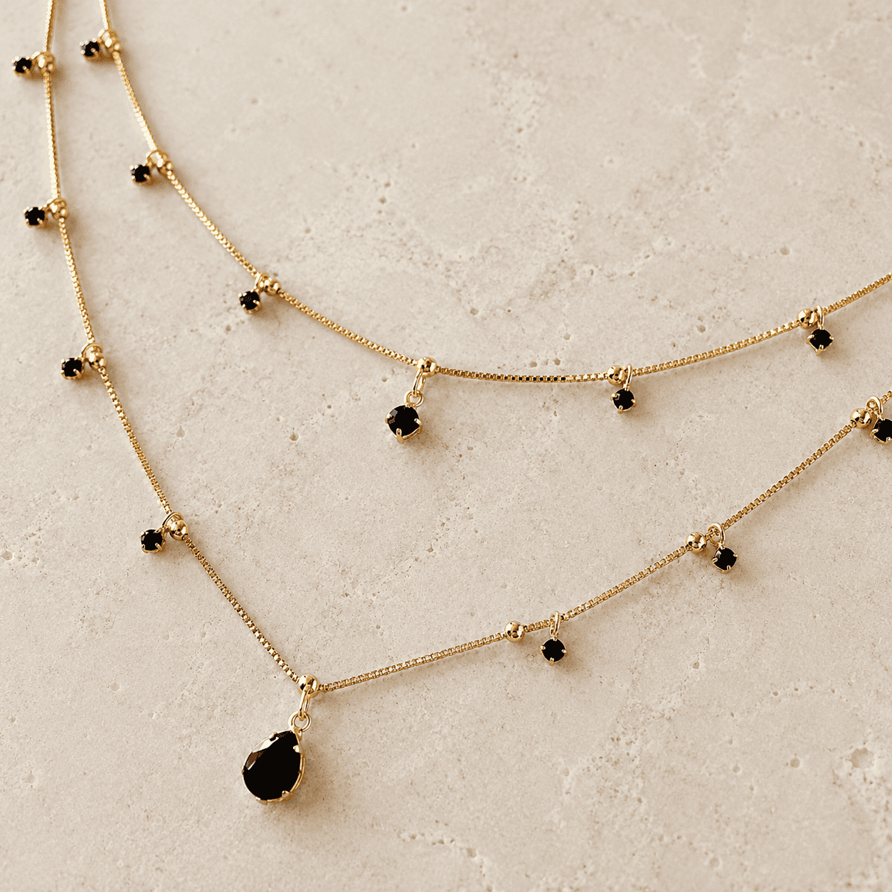 Ma Vie 18k Gold Filled Layered Necklace Details In Cubic Zirconia Stones