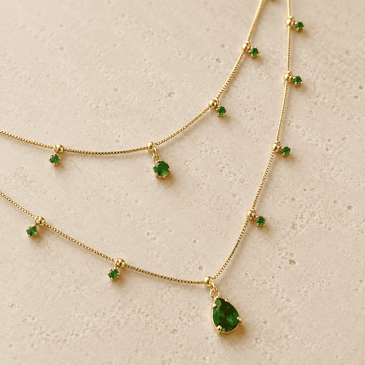 Ma Vie 18k Gold Filled Layered Necklace Details In Cubic Zirconia Stones