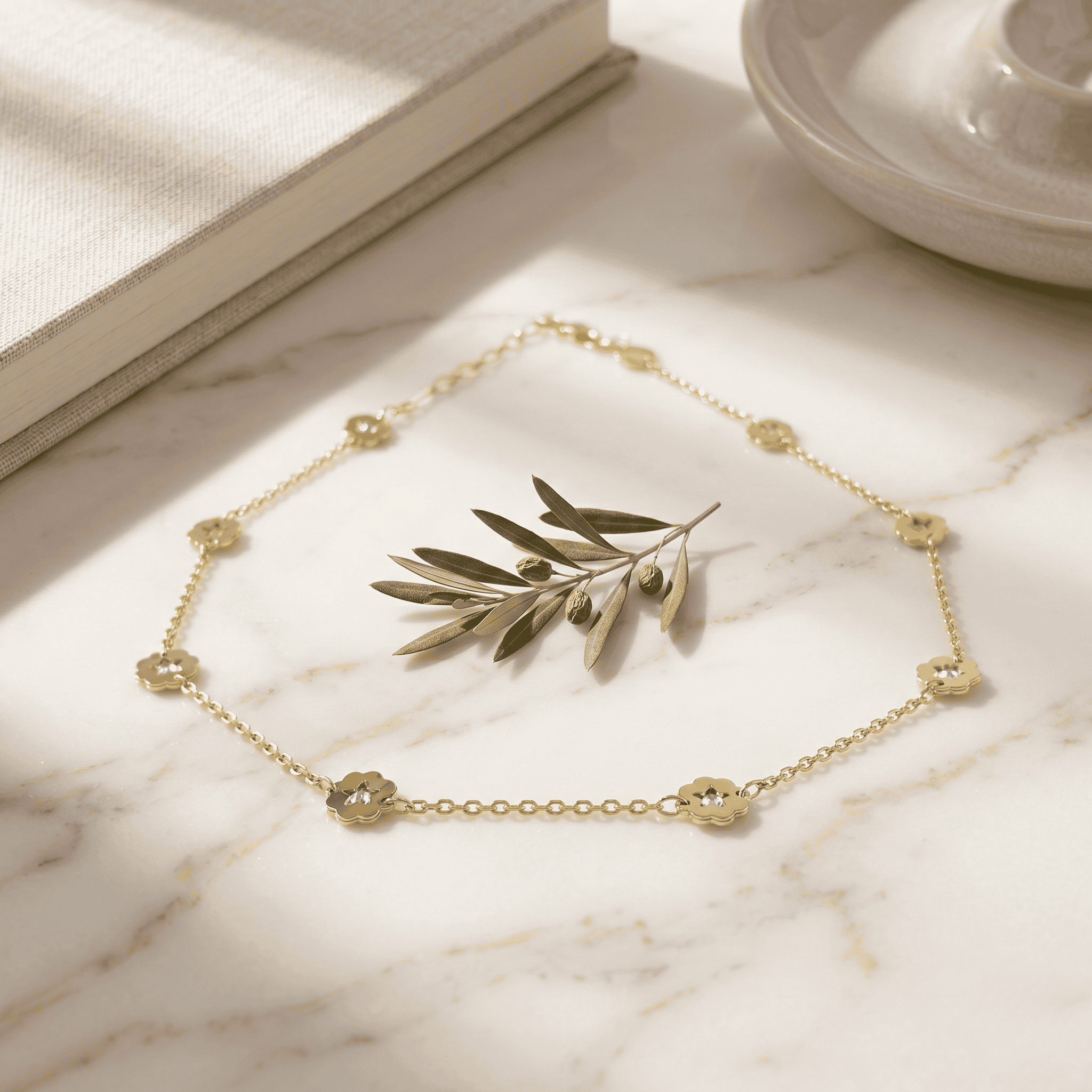 The Bloom Necklace – Delicate 18k gold filled Flower CZ Chain