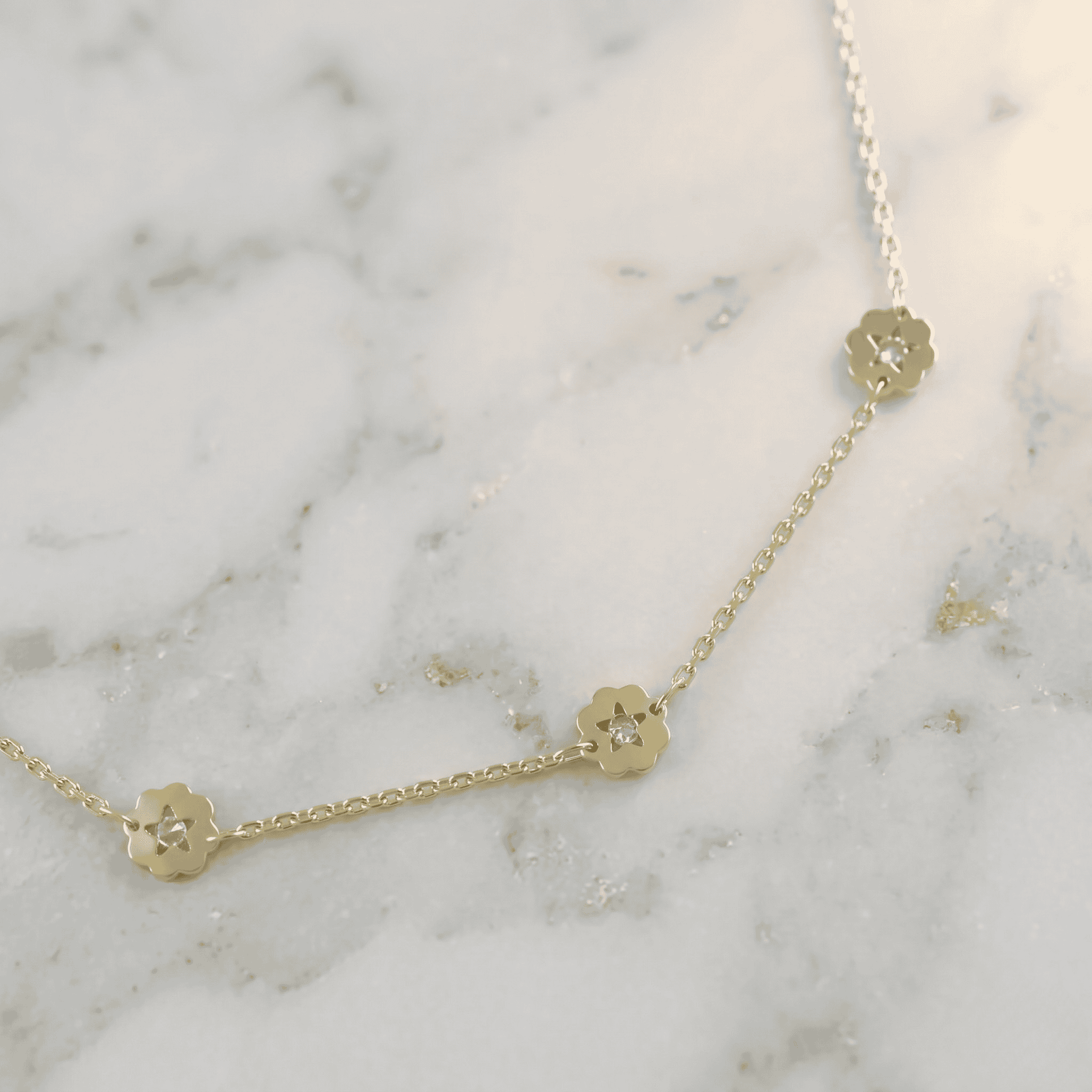 The Bloom Necklace – Delicate 18k gold filled Flower CZ Chain