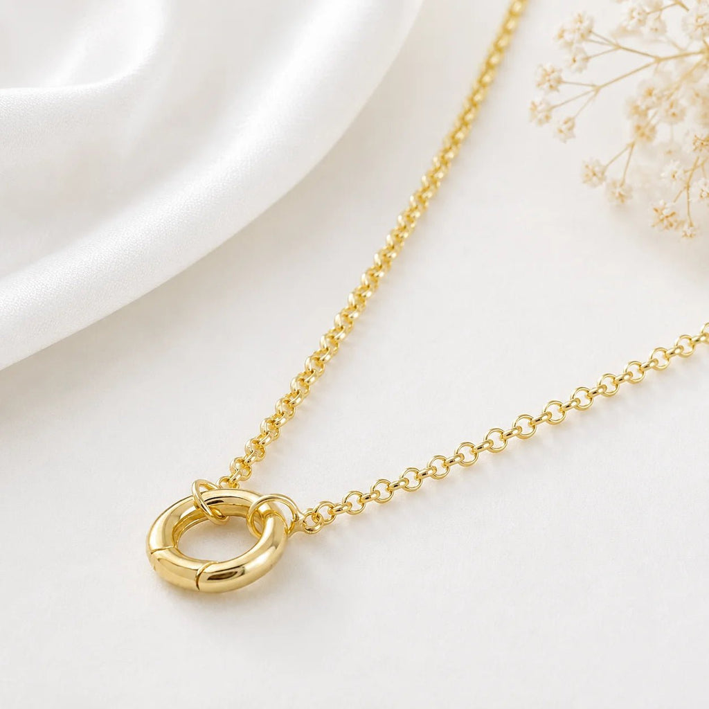 Carabiner Rolo Chain Necklace, 18k Gold Filled, Charm Holder - Ma Vie Jewelry
