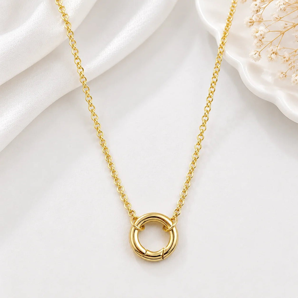 Carabiner Rolo Chain Necklace, 18k Gold Filled, Charm Holder - Ma Vie Jewelry