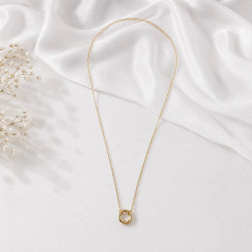 Carabiner Rolo Chain Necklace, 18k Gold Filled, Charm Holder - Ma Vie Jewelry