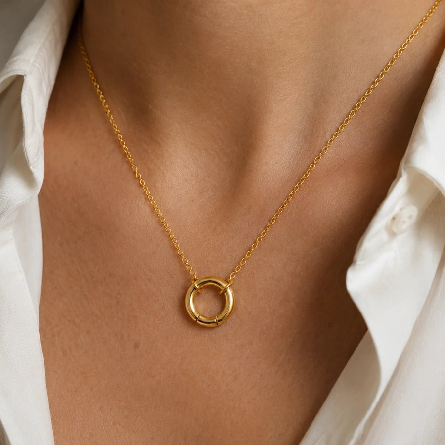 Carabiner Rolo Chain Necklace, 18k Gold Filled, Charm Holder - Ma Vie Jewelry
