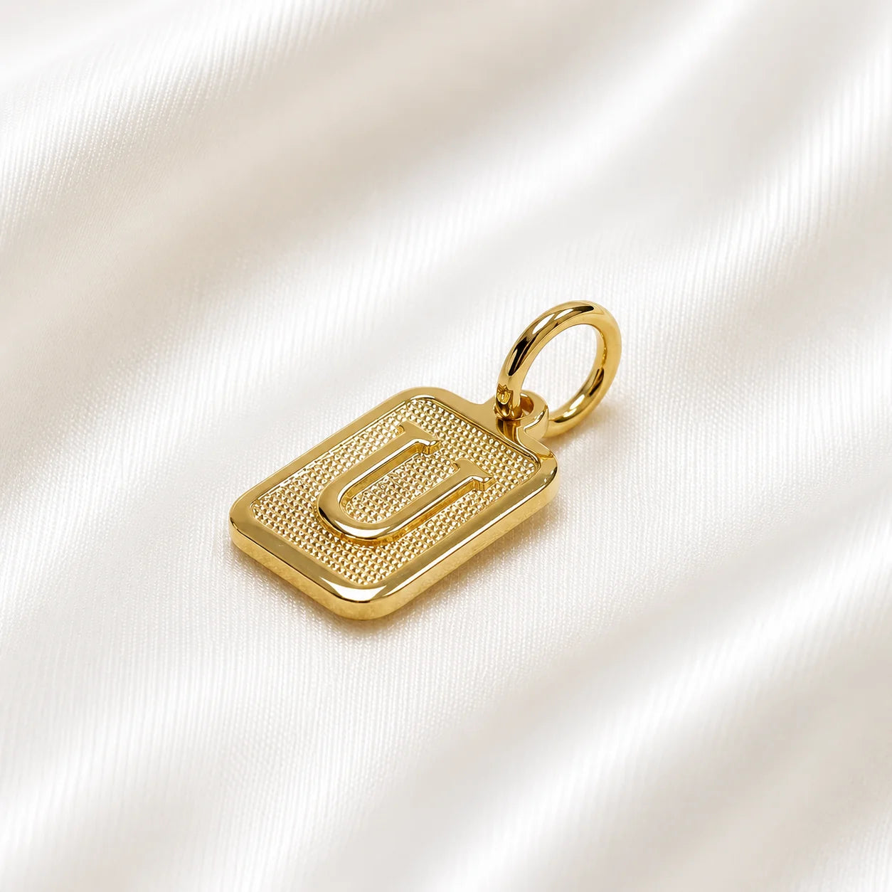 Initial letter pendant in 18k gold filled, personalized square charm for daily wear