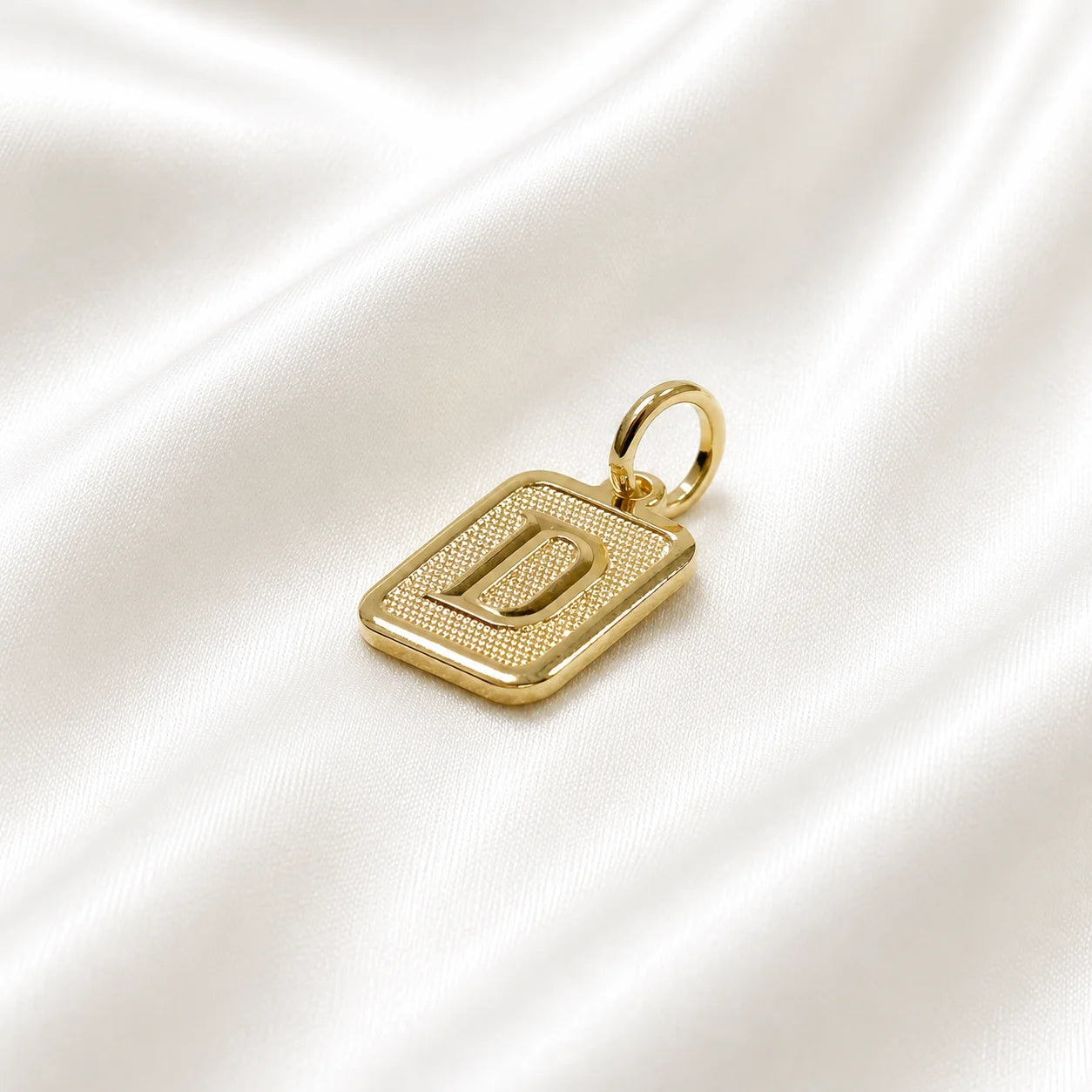 Letter D initial pendant in 18k gold filled, personalized square charm necklace
