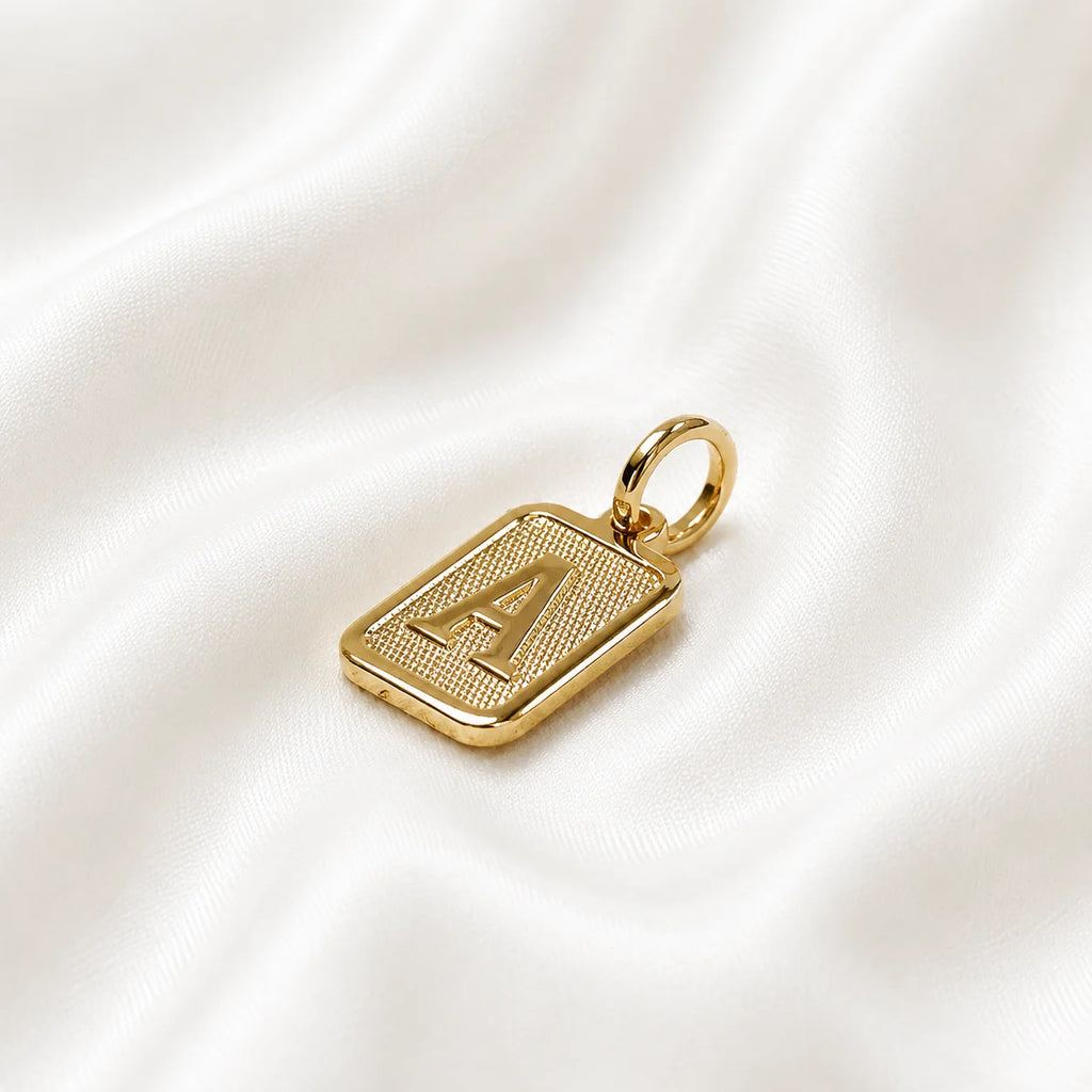 Square monogram pendant letter A, 18k gold filled personalized necklace charm-ma vie