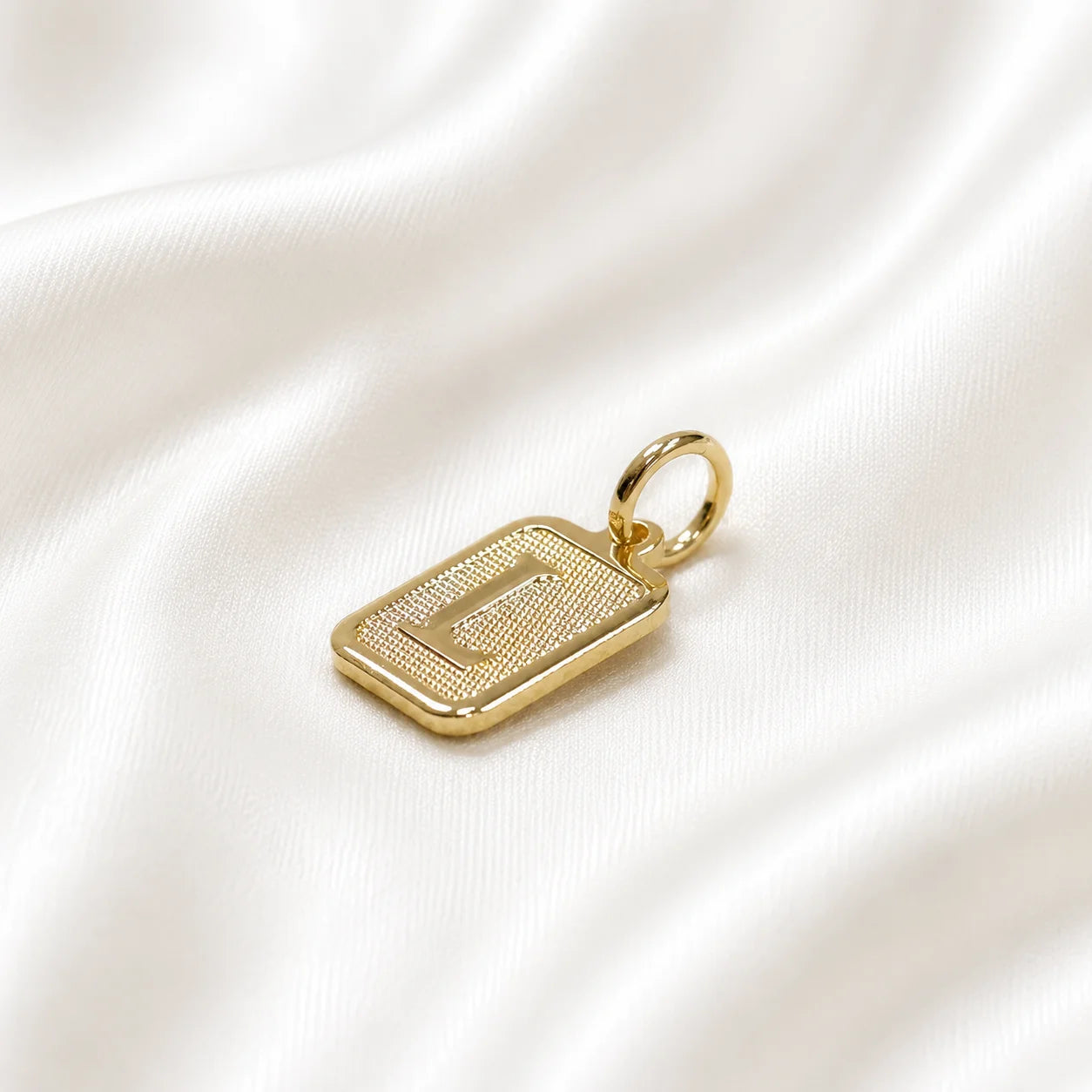 Letter L initial pendant in 18k gold filled, personalized square charm necklace-3