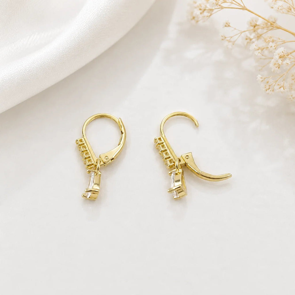 Pear CZ Drop Earrings, 18k Gold Filled Pavé Hoop - Ma Vie Jewelry