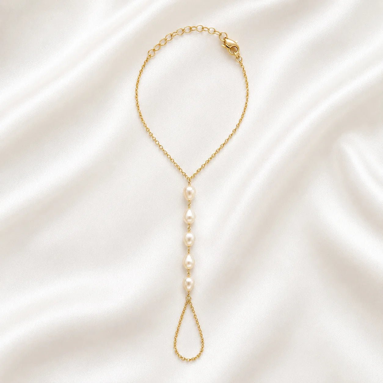 Pearl Hand Chain Bracelet, 18k Gold Filled Baroque Pearl - Ma Vie Jewelry