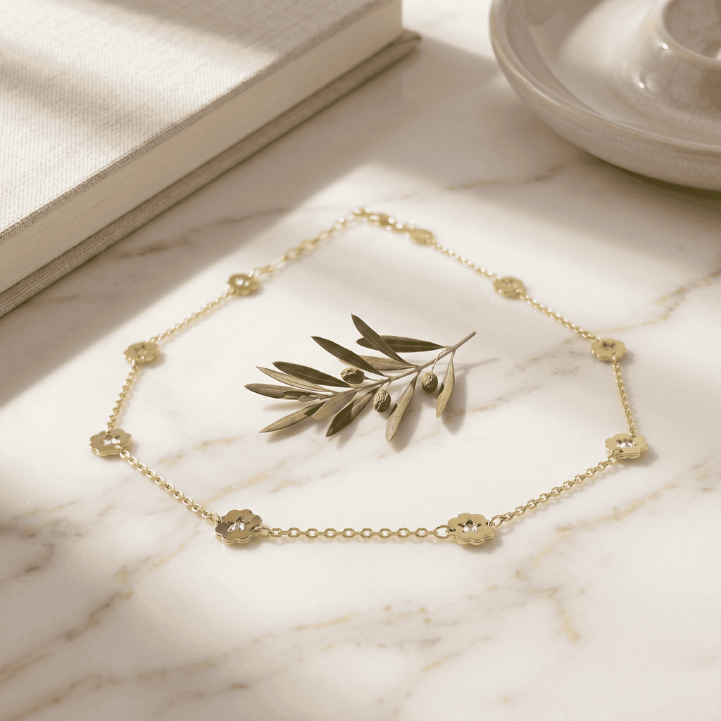 The Bloom Necklace – Delicate 18k gold filled Flower CZ Chain - Ma Vie Jewelry
