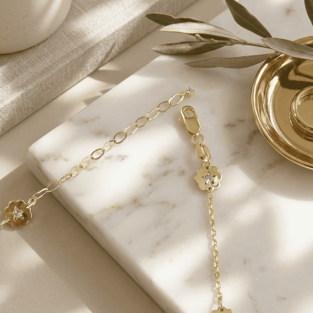The Bloom Necklace – Delicate 18k gold filled Flower CZ Chain - Ma Vie Jewelry