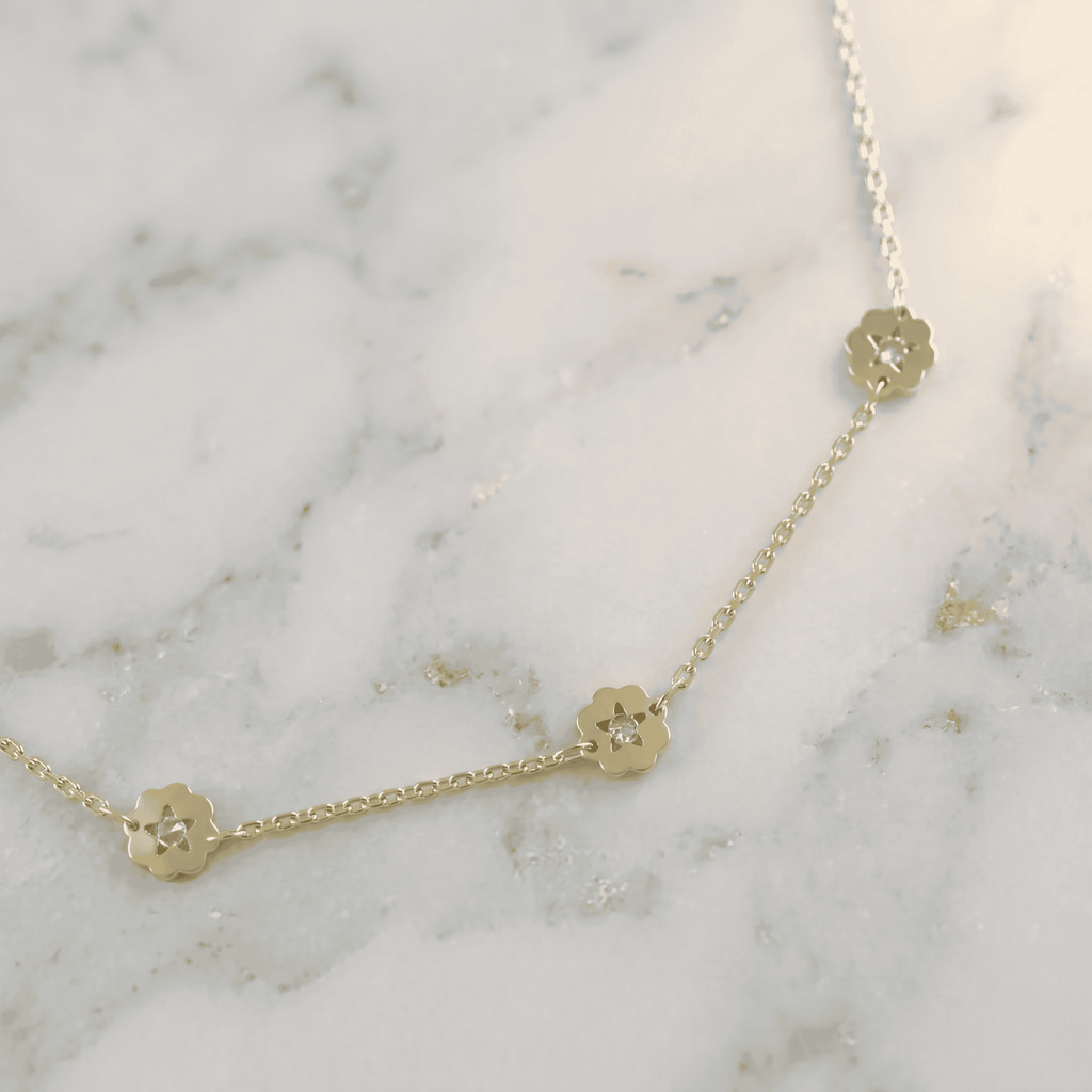 The Bloom Necklace – Delicate 18k gold filled Flower CZ Chain - Ma Vie Jewelry