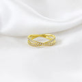 The CZ X Ring, 18k Gold Filled Crossover Stackable Band - Ma Vie Jewelry