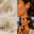 Twist Drop Earrings, 18k Gold Filled Pavé CZ for Daily Wear - Ma Vie Jewelry