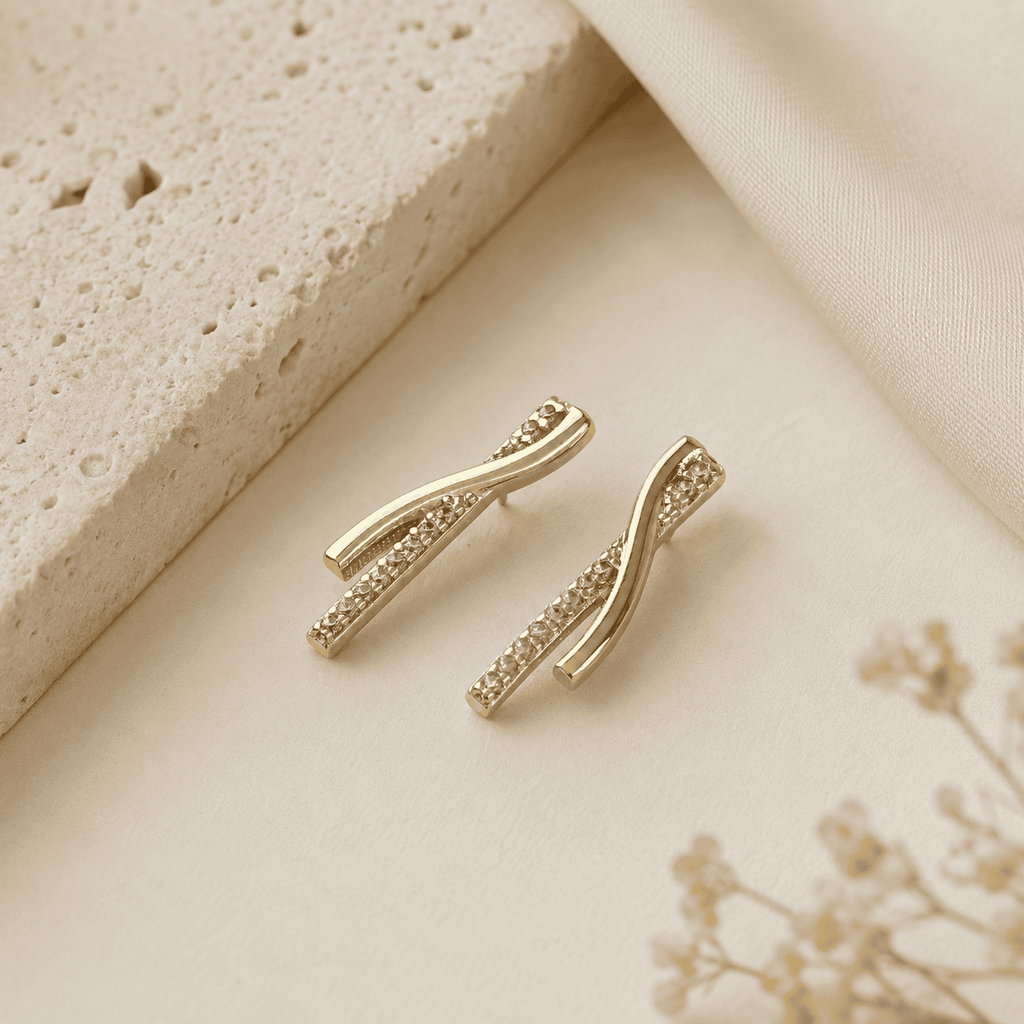 Twist Drop Earrings, 18k Gold Filled Pavé CZ for Daily Wear - Ma Vie Jewelry