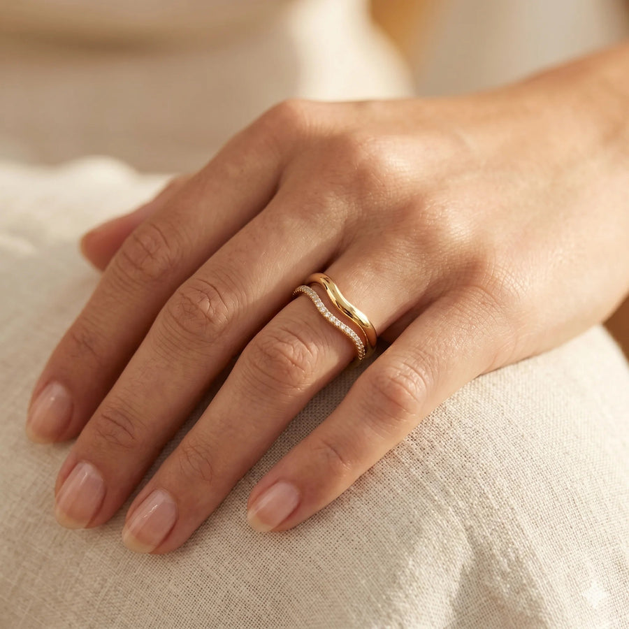 Wave Stacking Ring, 18k Gold Filled - Ma Vie Jewelry